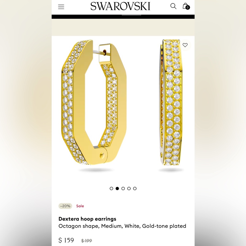 Swarovski Dextera Octagon hoop earrings gold